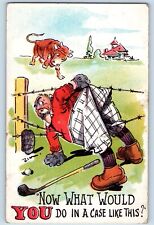 McGrath Minnesota MN Postcard Comic Humor Golfing Barbed Wire 1912 Antique picture