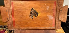Hand-Painted Wooden Serving Tray w/ Handles, Rectangle Horse Animal Pattern Vtg picture