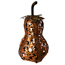 Fall Autumn Metal Filigree Gourd Pumpkin Holiday Home Decor 10.25 Inch picture