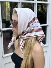 Vintage 70s 80s United Airlines Scarf 26” Stan Herman Flight Attendant picture
