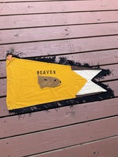 VTG 35” BSA Cub Scouts Beaver Council Scouting Flag Felt Canvas Pennant Original picture
