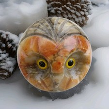 VINTAGE GENUINE ALABASTER HAND CARVED IN ITALY LARGE OWL FIGURE picture