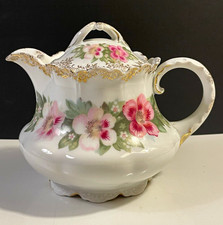 Antique RC Rosenthal Malmaison Teapot Pink Briar Rose Bavaria 1891-1906 picture