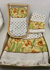 Vintage Kitschy 1980s Yellow Daffodil Kitchen Set picture