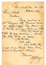 1886 Handwritten Letter from W.K. Strong to Ferris & Smith San Mateo Florida picture