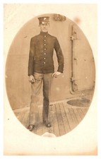 RPPC US Navy Officer On Deck Pre WWI C1904-18 AZO Real Photo Postcard AE17 picture