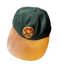 Vintage 60s Boy Scouts BSA Wool Hat Long Bill Leather Brim Strapback Cap USA picture