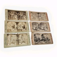 Lot of 6 Antique Comic Stereoview Cards c1900 British Groups From Life Victorian picture