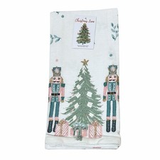 Mireille Designs KITCHEN TOWELS 2 NUTCRACKERS BLUE PINK 20 X 28 Handcrafted New picture