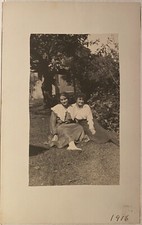 Real Photo Two Affectionate Young Women Sitting on the Grass~RPPC Postcard picture