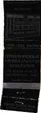 Citizens Federal Savings Loan Association Bellefontaine Vintage Matchbook Cover picture