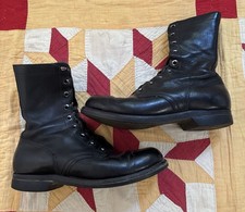 Vintage 60s 70s US Army Combat Jump Boots Black Leather BF Goodrich Sole picture