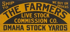 THE FARMERS OMAHA STOCK YARDS ADVERTISING SIGN picture