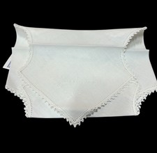 Vintage white linen napkin Sandwich Cover with lace trim  