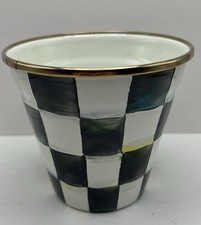 Vintage MacKenzie-Childs Courtly Check Enamel Herb Flower Pot Planter 4