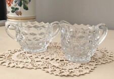 Fostoria American Clear Cube Creamer and Sugar Set Vintage Open Top Glass picture