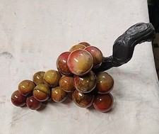 MCM Vintage Italian ALABASTER GRAPE Cluster Wood Stem Multi Colored picture