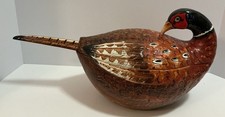 VINTAGE MEISELMAN IMPORTS PHEASANT SOUP TUREEN W/ LADLE POTTERY ITALY MANCER picture