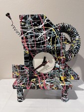 Artisan Richard Birkett Signed 1987 Post-Modern Paint Splatter Clock Rare Works picture
