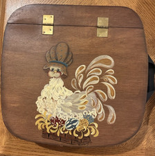 Vintage Longaberger Picnic Basket Hand Painted Rooster Signed McCambridge 1988 picture