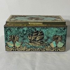 Vintage Bering Galleons Chest Metal Cigar Box Nautical Design w/ Wood Inserts picture