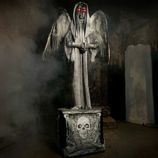Haunted Angel Statue 5.5 Ft Touch Activated Animatronic Red LED Eyes Halloween picture
