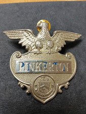 Vintage Pinkerton Badge For Uniform or Hat 2.75 X 2.50 Inches. Genuine.  picture