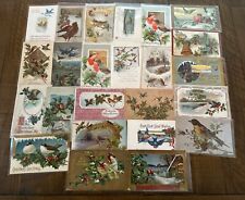 Lot of 25 Antique~CHRISTMAS & NEW YEAR  POSTCARDS with Birds-In Sleeves~k-217 picture
