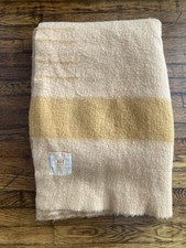 Vintage Hudson’s Bay 4 Point Gold Wool Striped Blanket 88” X 68” picture