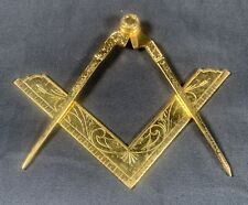 ✨Vintage VTG Antique Freemason Masonic Lodge Metal Emblem Square Compass ✨ picture