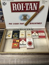 Vintage ROI-TAN Fresh Golfers Cigar Box with Assorted Matchbook Lot Marlboro  picture