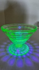 Vintage Green Depression Glass Footed Sherbet Desert Dish Bowl picture