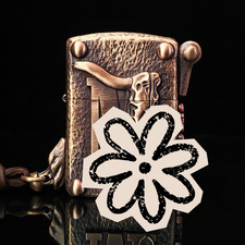 Handcrafted Copper Zippo Lighter Western Bull Skull Armor Style Keychain picture