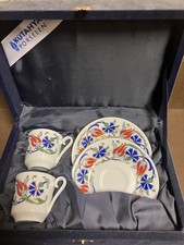 Vintage Kutahya Porselen Turkish Demitasse Tea Set For 2 Boxed Hand Made Floral picture