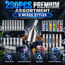 200PC Reusable Glass Rolling Filter Tips Clear 9mm OD 35mm Medium Cigarette Pack picture