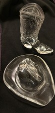 Vintage RALPH LAUREN Crystal Cowboy Hat & Western Boot~Paperweight Set picture