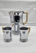 Vintage CHASE USA Chrome Cocktail Pitcher Set with Two Matching Cups picture
