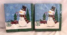 40 VTG Christmas Paper Napkins  Snowman Red Truck NOS Crafts Party Decoupage picture