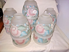 Vtg NOS Reverse Painted Satin Finish Lamp Shade ROSES  2  1/4