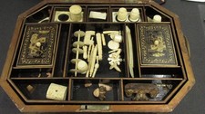 Antique Late 1800s Japan Sewing Kit Lots Of Extras Lacquer READ picture