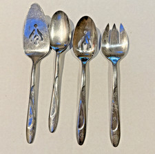 VTG 1950s Lot 4 Serving Utensils Americana 3 Star Atomic Starburst Int Silver Co picture