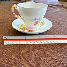 Regency Bone China Floral Tea Cup & Saucer Set, Gold Trim, 8 fl oz England picture