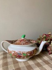 Antique 1900s Enoch Wood and Sons Ironstone Teapot Transferware Tea Kettle picture