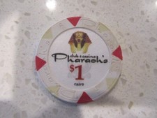 $1 Pharaoh's Club Casino Chip White + FREE Las Vegas Nevada Poker Chip picture
