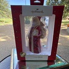 Hallmark Porcelain Santa Christmas Hanging Ornament 1HAJ1432 picture