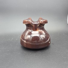Brockway Ceramic Electrical Telegraph Insulator (marked) Brown Black Glazed picture