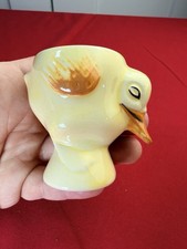 Vtg Yellow Ceramic Duckling Chick Figural Egg Cup England Easter Pottery 2.5” picture