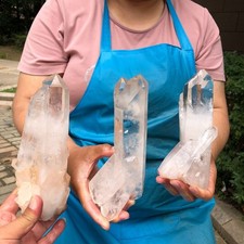 3pcs 5.39LB Natural White Clear Quartz Crystal Cluster Rough Healing Specimen picture