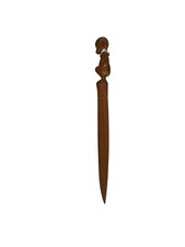 Vintage Hand Carved Wood Letter Opener Tribal Figure Africa 10.25” picture