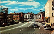 Vtg Sherbrooke Quebec Canada King Street East View Old Cars 1960s Postcard picture